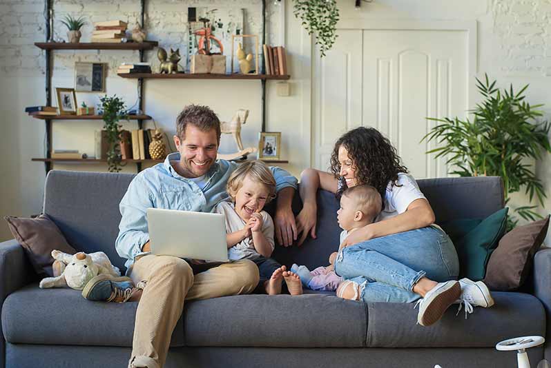 Family successfully managing their household debt
